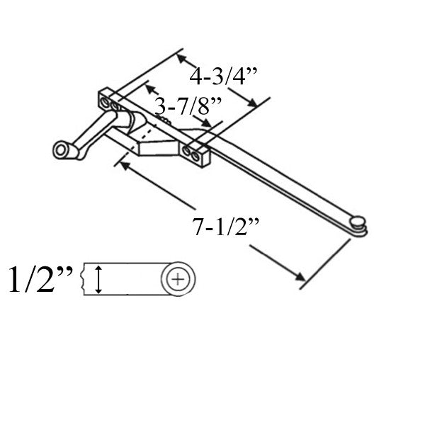 Truth 7-1/2 Single Arm Casement Operator, Front Mount, Left