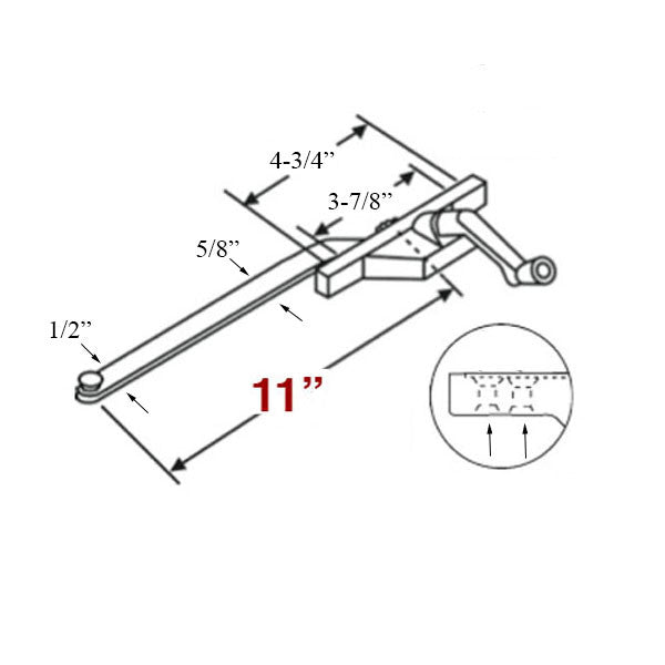 Truth 11 inch Single Arm Casement Operator, Right Hand, Face Mount