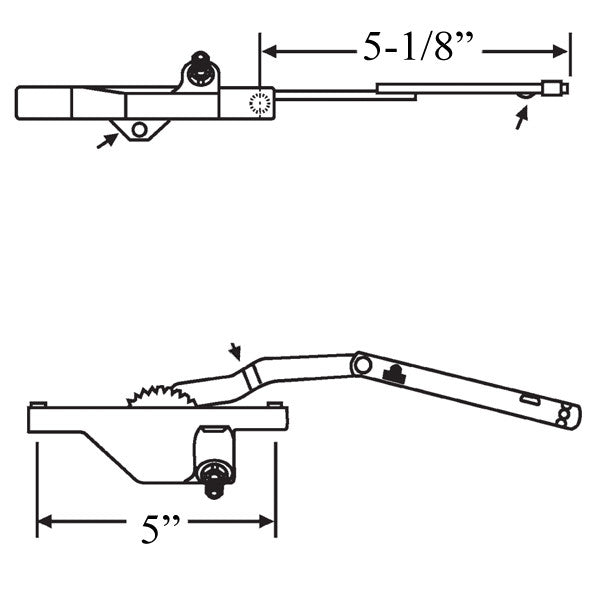 Rear Mount Dyad Casement Operators, 5-1/8" - Right Hand