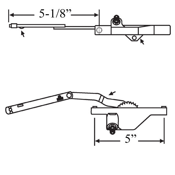 Rear Mount Dyad Casement Operator, 5-1/8" - Left Hand