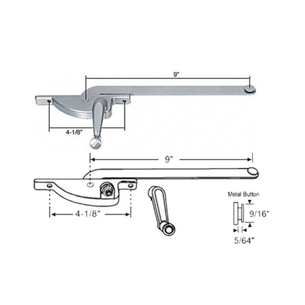 Hope Operator, 9Î Arm, 4-1/8Î Screws, Left Hand Casement -