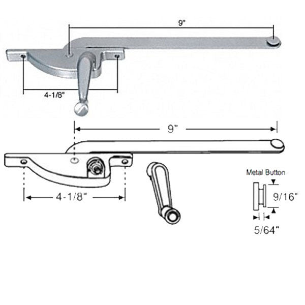 Hope Operator, 9Î Arm, 4-1/8Î Screws, Left Hand Casement -