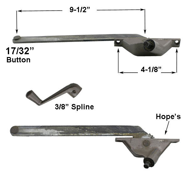 Hope Operator, 9Î Arm, 4-1/8Î Screws, Left Hand Casement -