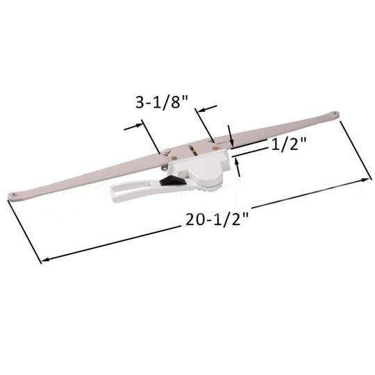 Truth Hardware Regular Hand 20-1/2" Single Pull Lever Window Operator 1/2" Space For Housing With Removable Escutcheon - White