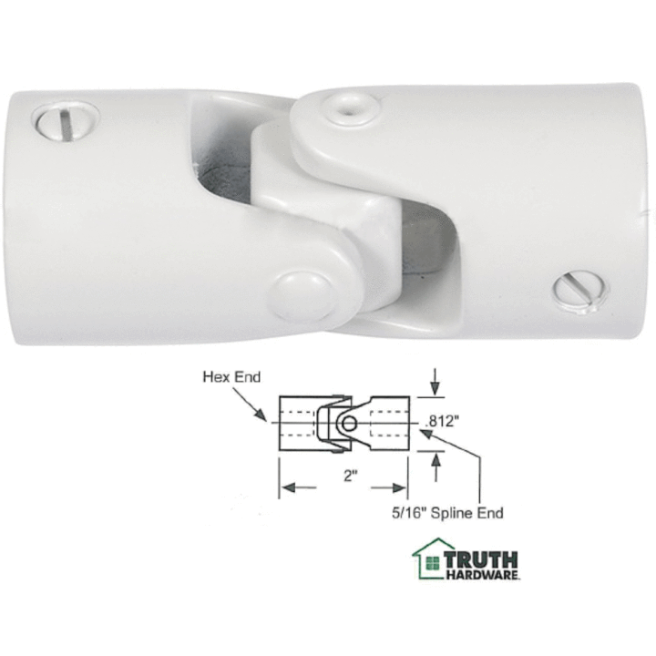 Truth Hardware Awning Window Operator Universal Joint for 5/16" Spline Size - White