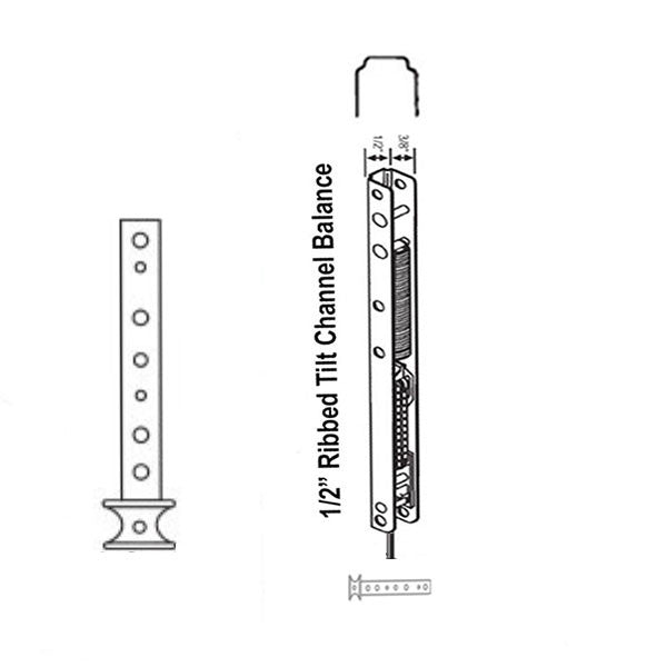 1/2" Ribbed Channel Balance for Jambliners, #12 End Bracket