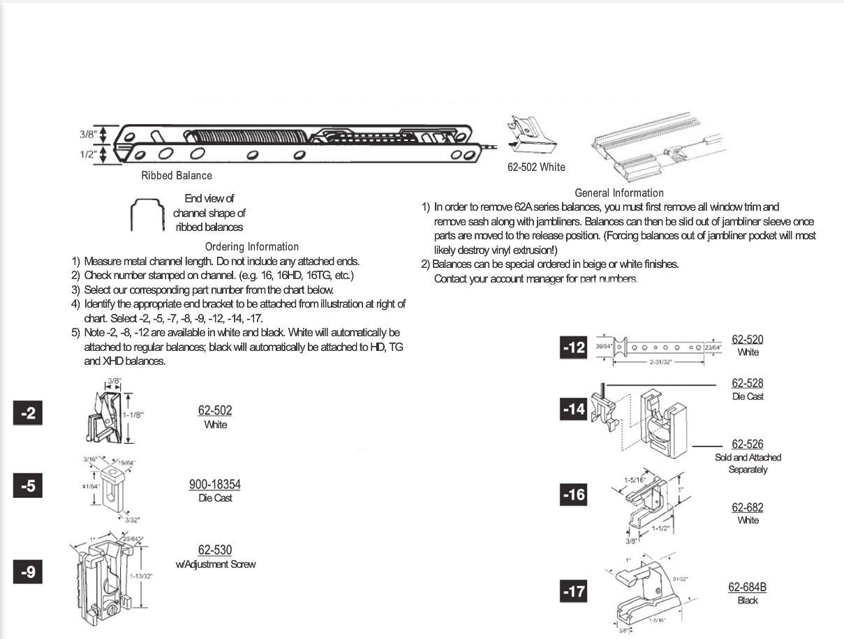 1/2" Ribbed Channel Balance for Jambliners, #14 End Bracket