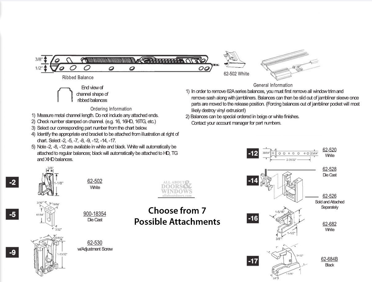 1/2" Ribbed Channel Balance for Jambliners, #16 End Bracket