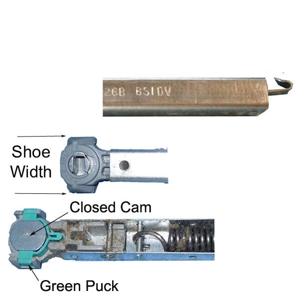 Tilt Shoe, 1-1/4 x 17/32 White Puck, Open Cam, Inverted Channel Balance - H