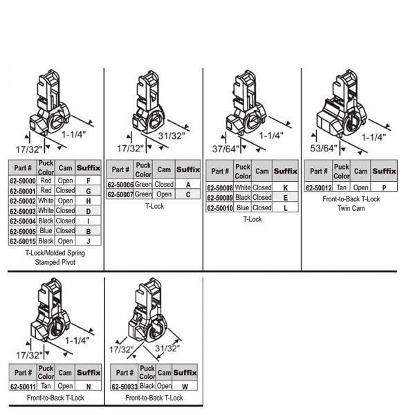 Tilt Shoe, 1-1/4 x 17/32 White Puck, Open Cam, Inverted Channel Balance - H