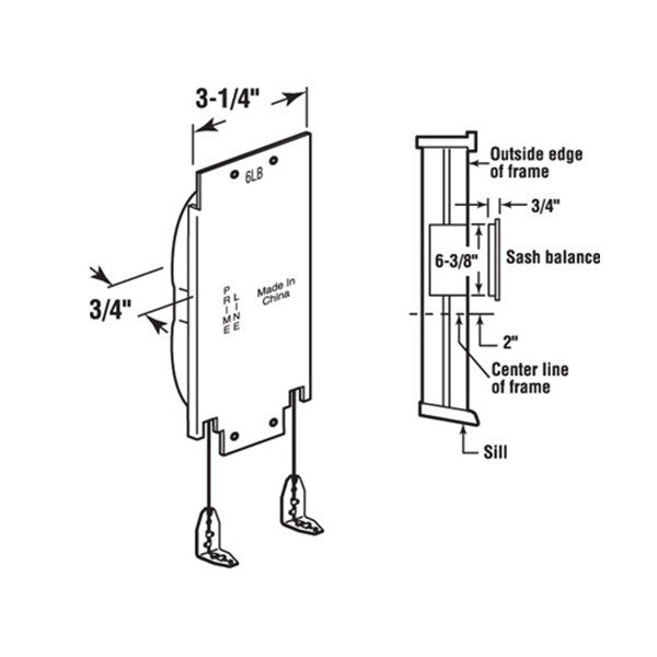 Side Mount Sash Balance, Wood Window - 6 Lbs