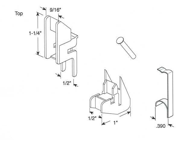 Repair Kit. 1 Top Guide, 1 Bottom Guide, 2 Rivets, 1 Take-Out Clip, H3929