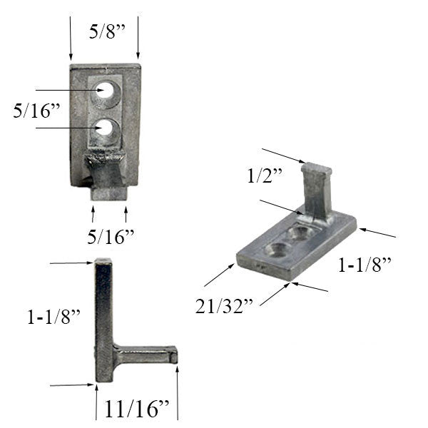 Cam Pivot, 2 Hole Tilt Stud for Tilt-In Wood Windows - Zinc
