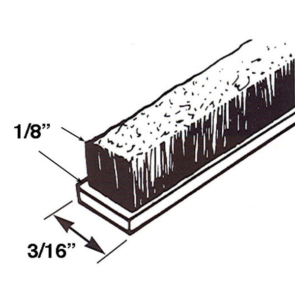 Weatherstrip .187" Backing x .125" Pile Height - White