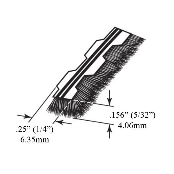 Weatherstrip .250 Backing x .156 Pile Height, Grey