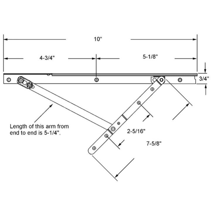 Adjustable Concealed 10" Casement Window Hinge