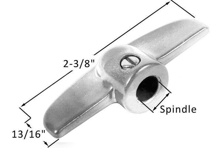 Window Crank T-Handle c/w Small Spline - Silver