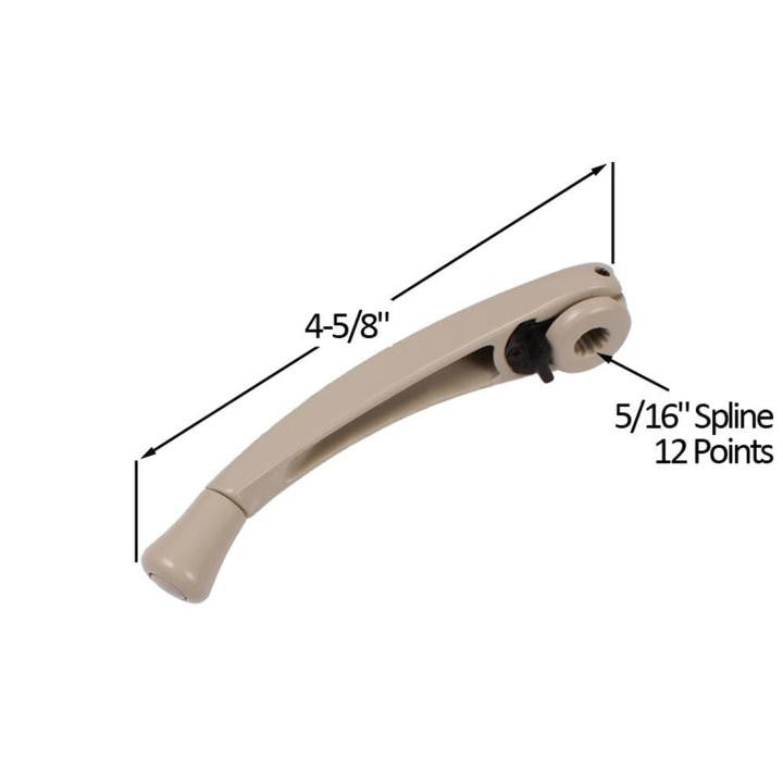Roto Hardware Folding 5/16" Spline Crank Handle - Almond