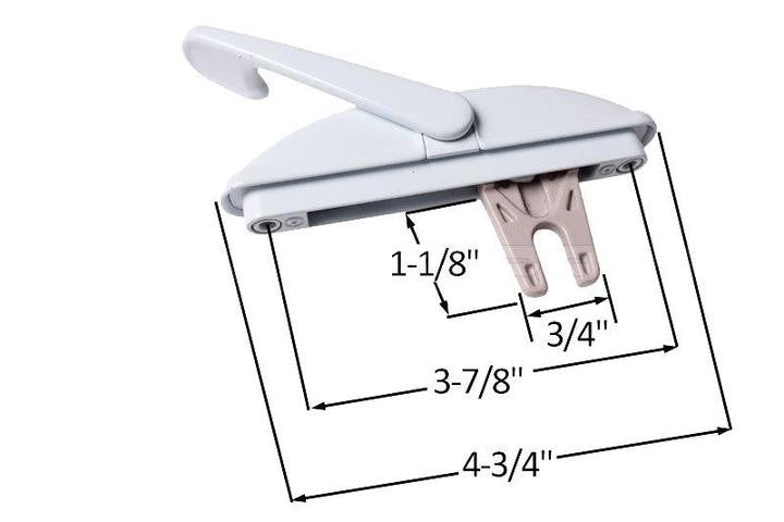 Roto Hardware White Multi-Point 1-1/8" Long Fork Lock Handle