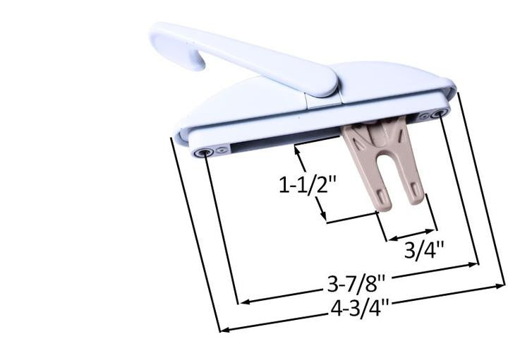 Roto Hardware White Multi-Point 1-1/2" Long Fork Lock Handle