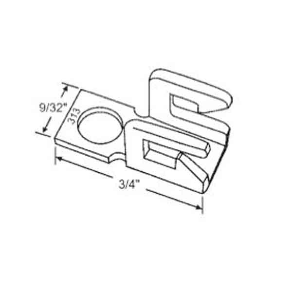 Sash Clip, Metal Bracket, 3/4 x 9/32 x 3/8" Tall, # 13 or 31