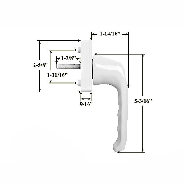 Aluminum Locking Tilt & Turn Handle with Key for Tilt & Turn Windows - White
