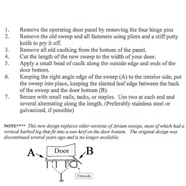 Atrium Door Bottom, Weather Seal/Sweep