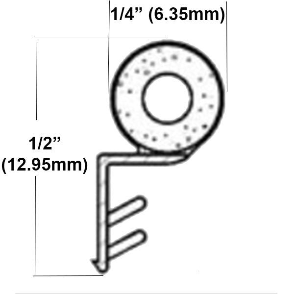 Hollow Core Foam Filled Bulb, .250 Diameter Offset Barb Weatherstrip - Beige