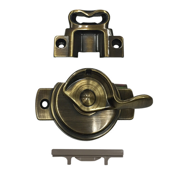 Passive Lock and Keeper Kit 9135699 Lock and Keeper Kit with Screws - Passive 1" Glass - Antique Brass