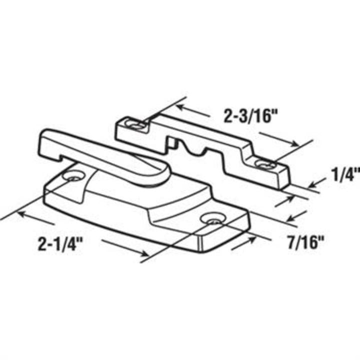 Window Sash Lock with 2-1/4" Screw Holes and 7/16" Hole Backset without Lugs