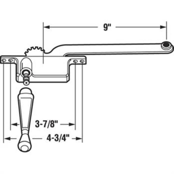 Casement Window 9" Square Series Operator - White