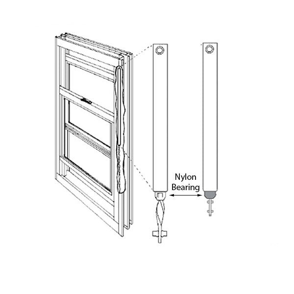 3/8” Spiral Non-Tilt Cross Pin Balance Rod, White Bearing