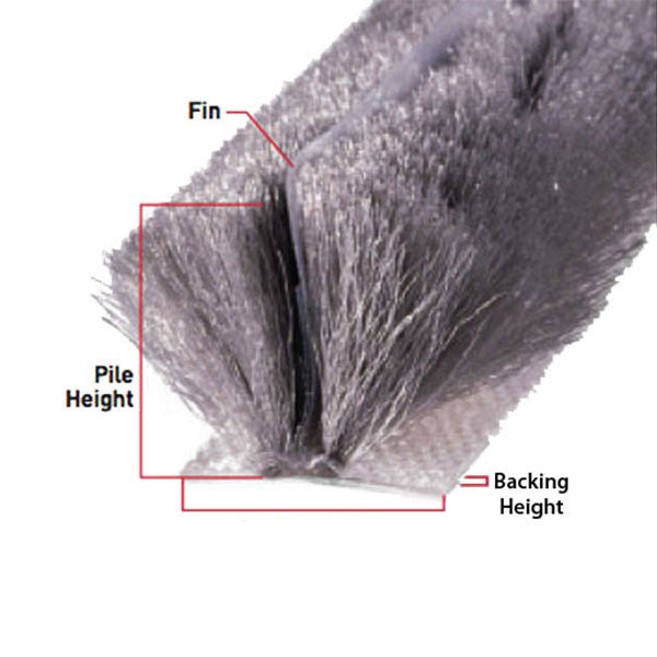 Weatherstrip .187 Backing x .300 Pile Height - Grey