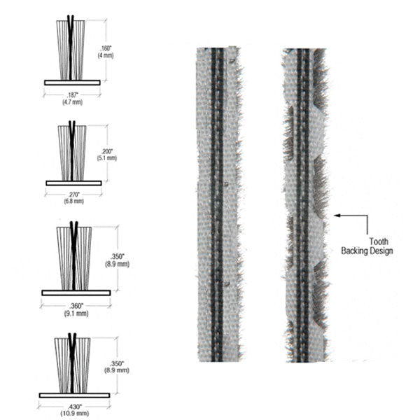 Weatherstrip .430 Backing x .350 T-Slot Pile, Fin, Z-Back 100' Roll -Gray