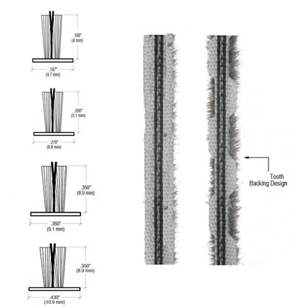 Weatherstrip .430 Backing x .450 T-Slot Pile, Fin, Z-Back - Grey *DISCONTINUED*