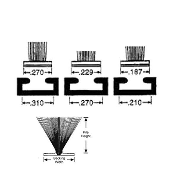 Fuzzy Weatherstrip .187 T-Back, .270 Pile w/ Fin Seal Door or Window