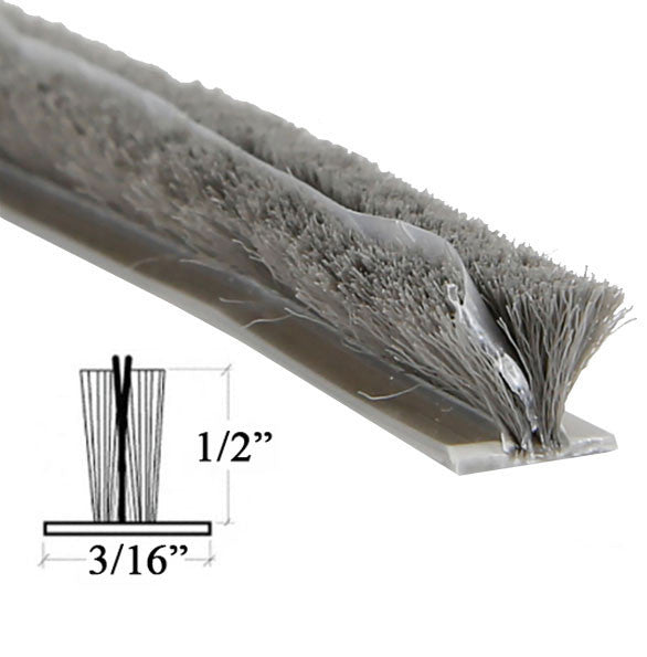 Fuzzy Weatherstrip .187 Backing, .500 Pile, FinSeal, Door and Window Weather Seal
