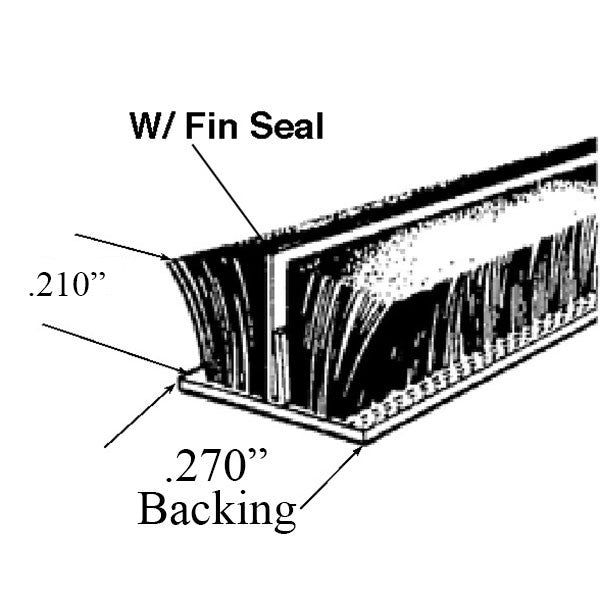 .270 Backing x .210 Pile Weather-strip w/ Fin Seal - Grey
