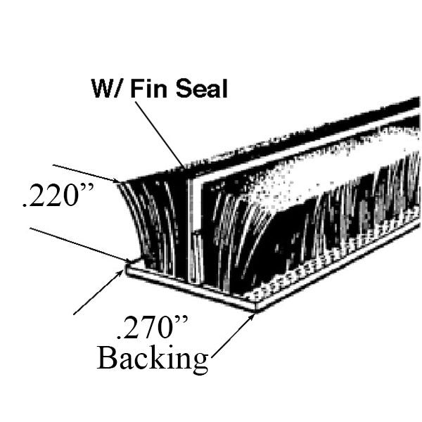 .270 Backing x .220 Pile Weather-strip w/ Fin Seal - Gray or White