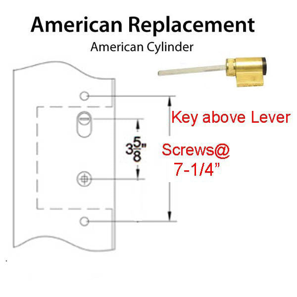 7-1/4 Screw Holes, Key Above Lever