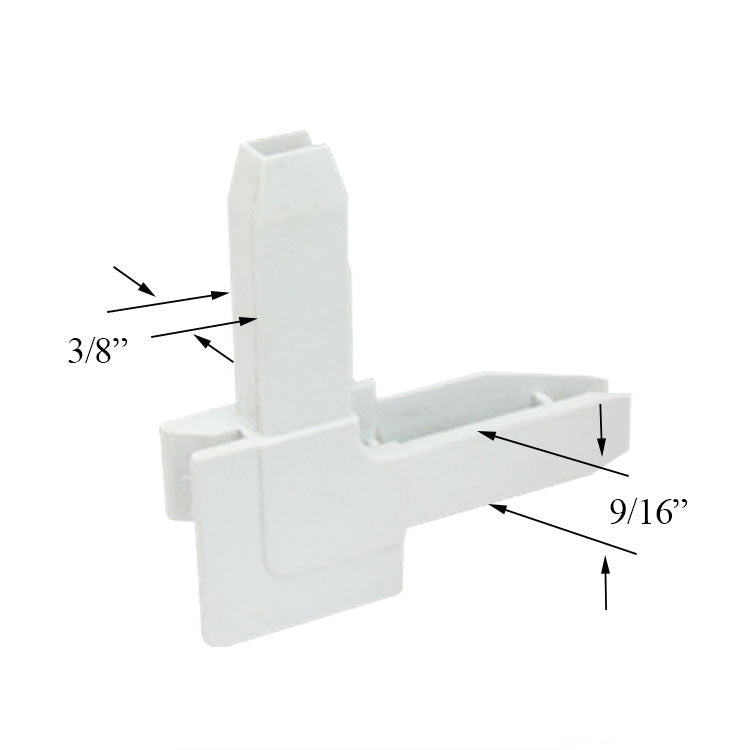 Window Screen Corner Key with Outside Flange Tab, Plastic, Right Hand - White