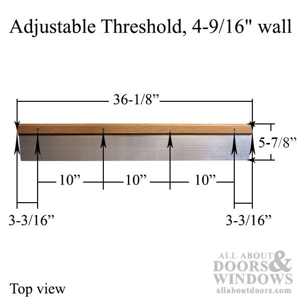 Threshold, Adjustable Oak Cap, 36 x 4-9/16" Wall - Mill Finish