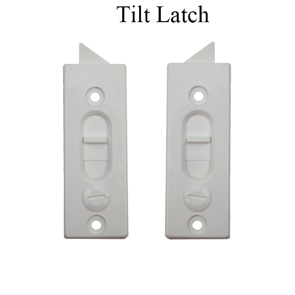 Tilt Latch, Surface Mount, 2-7/16 Screws, Plastic, Pairs - White
