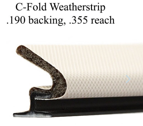 Weatherstrip, C-Fold Type, .190 T-Slot Backing, .355 Reach - Choose Color