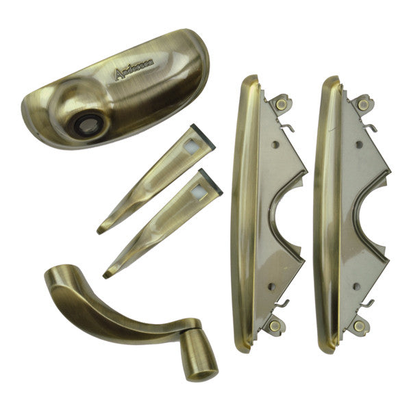 Andersen 400 Series Awning Hardware Package 1500009 Antique Brass Estate Style Hardware Set 1999 to Present