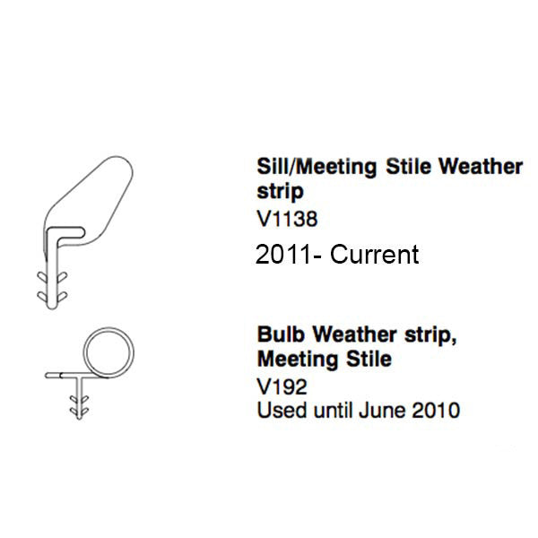 Marvin Meeting Stile, Sliding Patio Door Bulb Weather Strip - Beige, 192" Cut In Half