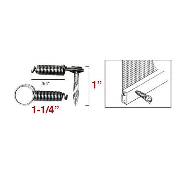 Window Screen Spring Latch, 1-1/4 inches, Steel - 6 Pack