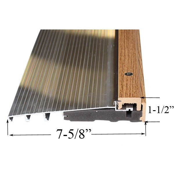 Threshold, Adjustable Oak Cap, 6-9/16" Wall - Mill Finish