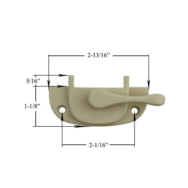 2-1/16" Sash Lock with Long Alignment Lugs - Beige *DISCONTINUED*