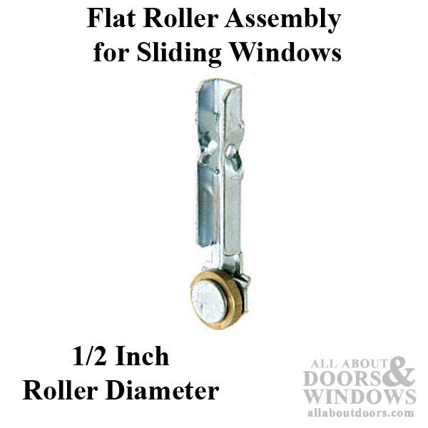 Roller Assembly (Flat) - Sliding Windows, Vertical Rail - Brass/Steel